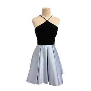 Vintage Blondie Nites By Stacy Sklar Black Blue Halter Fit Flare Dress Homecomin